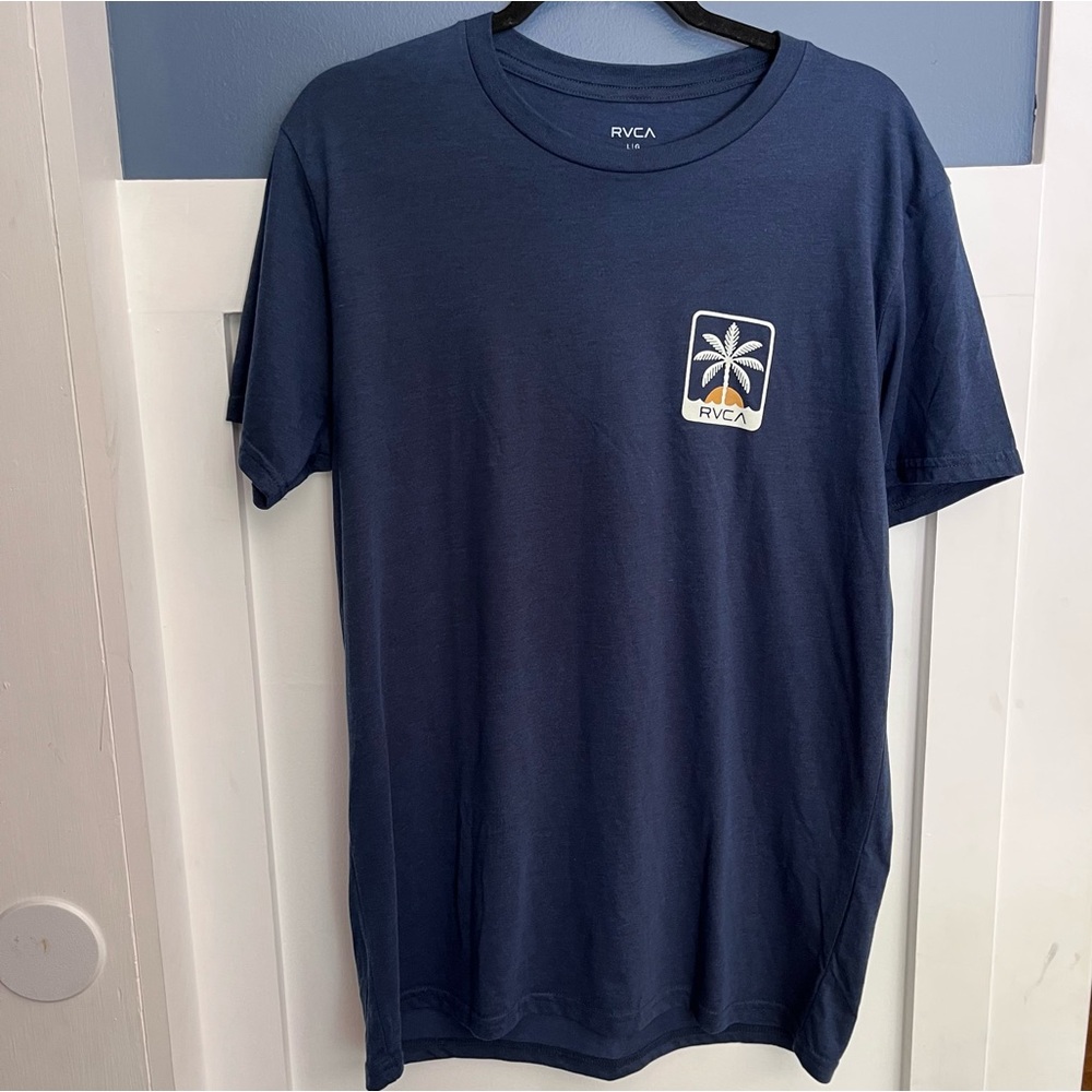 RVCA Navy Short-Sleeve Palm Logo Tee